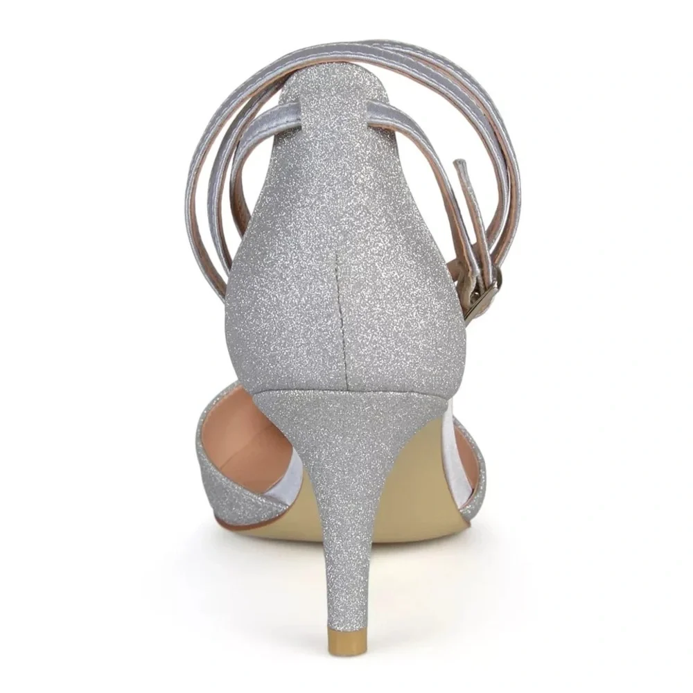 NIB DSW Silver Glitter Heels - Picture 4 of 10